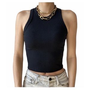 NEW THANNE Top black thick ribbed tank top NEW WITH TAGS Size S